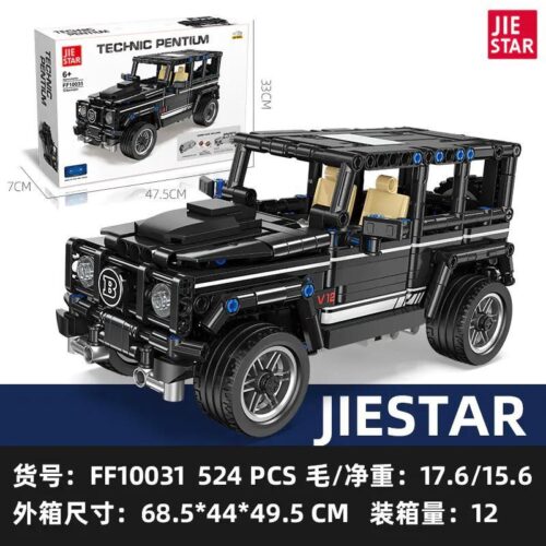 Hộp sản phẩm bộ lắp ghép Xe Địa hình G-Wagon Jiestar FF10031, đồ chơi điều khiển từ xa cho bé trai 6 tuổi, giá rẻ.