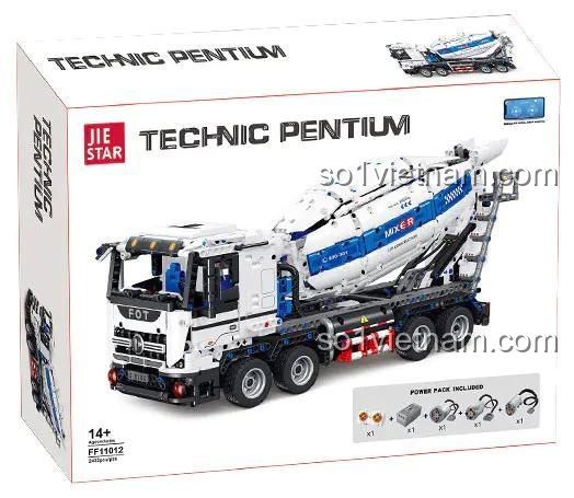 Bộ lắp ghép Xe Trộn Bê Tông JIESTAR FF11012, đồ chơi mô hình xe công trình điều khiển từ xa cho con trai 14 tuổi, giá tốt.