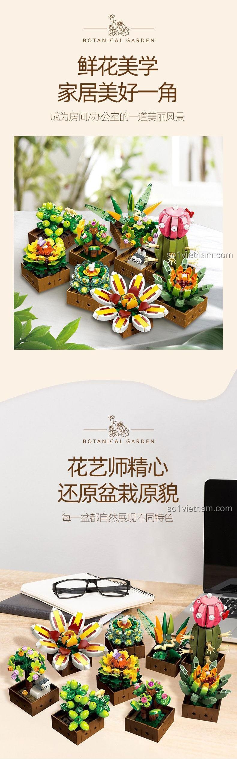 9037 Bộ Cây Cảnh Lắp Ráp, Vườn Cây Mọng Nước 9037, mang lại tâm trạng tốt, cho Mẹ có con 6 tuổi