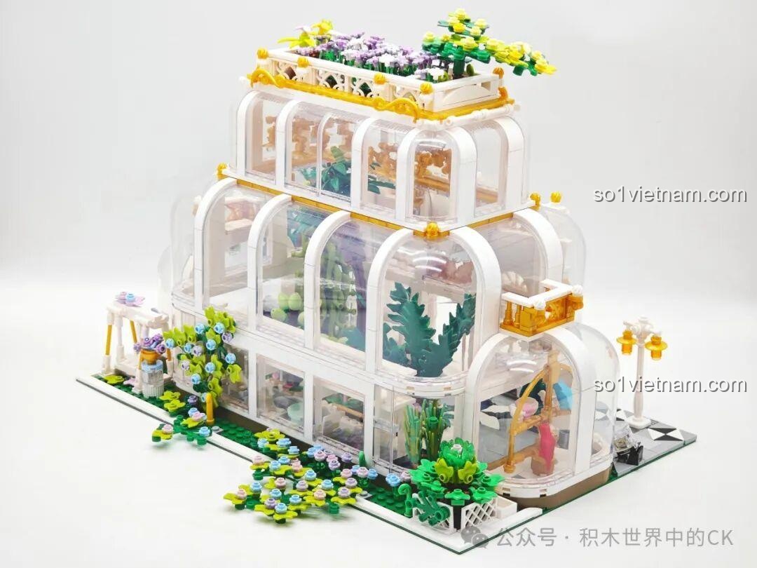 Mô hình JIESTAR JJ9044 Vườn Bách Thảo Tân Cổ Điển hoàn thành, nhìn từ góc bên.