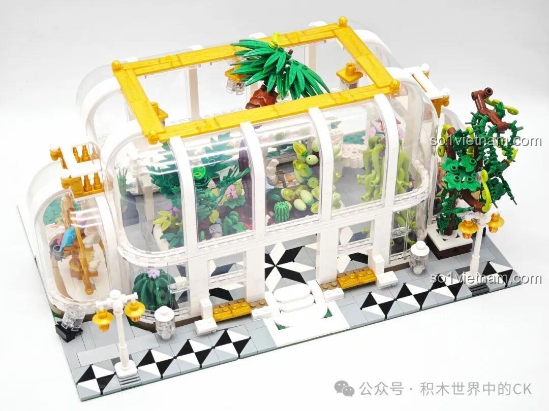 Cấu trúc nhà kính tầng 2 của bộ đồ chơi lắp ghép JIESTAR JJ9044 Vườn Bách Thảo đang dần hình thành.