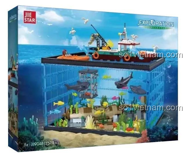 Hộp đồ chơi mô hình JIESTAR JJ9048 Sa bàn thế giới dưới nước, 1519 mảnh, quà tặng cho bé trai.