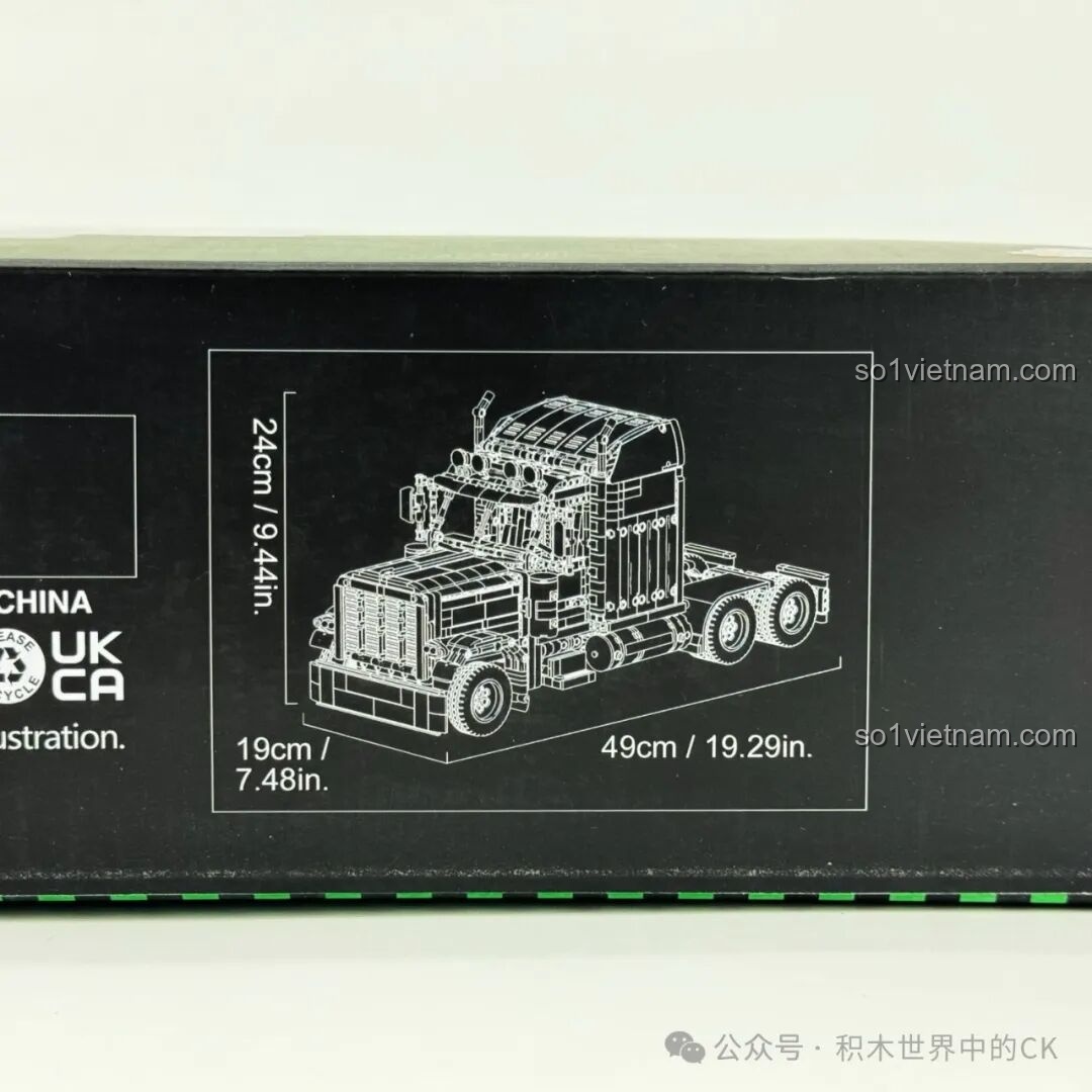 Thông số kích thước mô hình JIESTAR JJ9069 Xe đầu kéo Peterbilt 389 trên hộp, 49x19x24cm. Review JIESTAR JJ9069 Peterbilt 389.