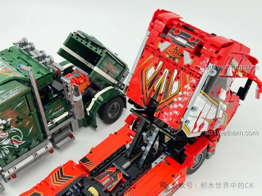 Cận cảnh các chi tiết kỹ thuật phức tạp của bộ lắp ghép JIESTAR JJ9069 Peterbilt 389. Review JIESTAR JJ9069 Peterbilt 389.