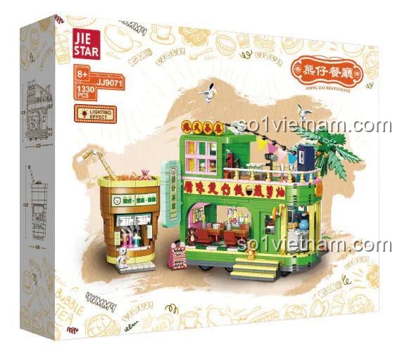 Hộp bộ lắp ghép JIESTAR JJ9071 Nhà hàng Gấu Hồng Kông, đồ chơi lắp ráp JIESTAR chất lượng cao, giá tiết kiệm cho bé gái 6 tuổi.