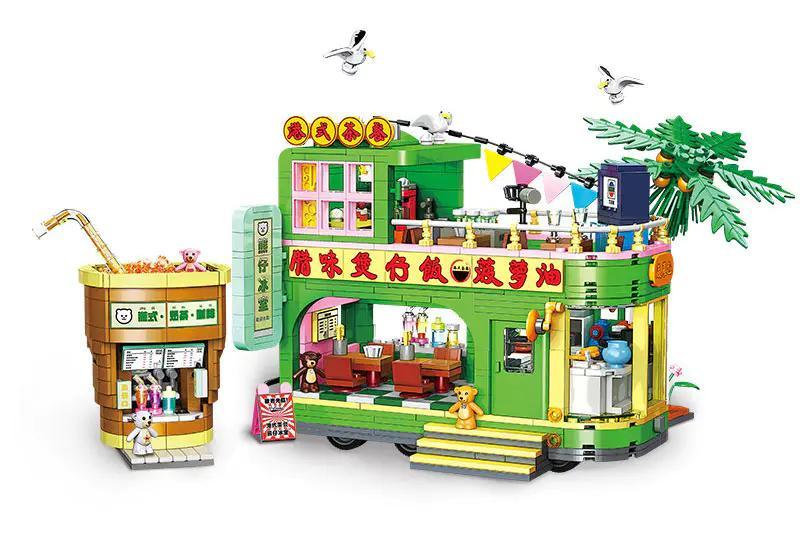 Bộ lắp ghép Nhà hàng Gấu JIESTAR JJ9071, đồ chơi mô hình Quán ăn Hồng Kông có đèn LED, phù hợp bé gái 6 tuổi, giá tốt.