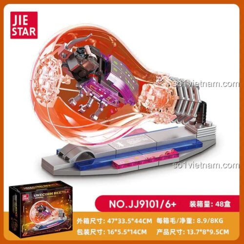 Hộp bộ lắp ghép JIESTAR JJ9101 Bọ Hung Một Sừng Cyberpunk, đồ chơi xây dựng côn trùng máy móc với kích thước rõ ràng, phù hợp bé trai 6 tuổi