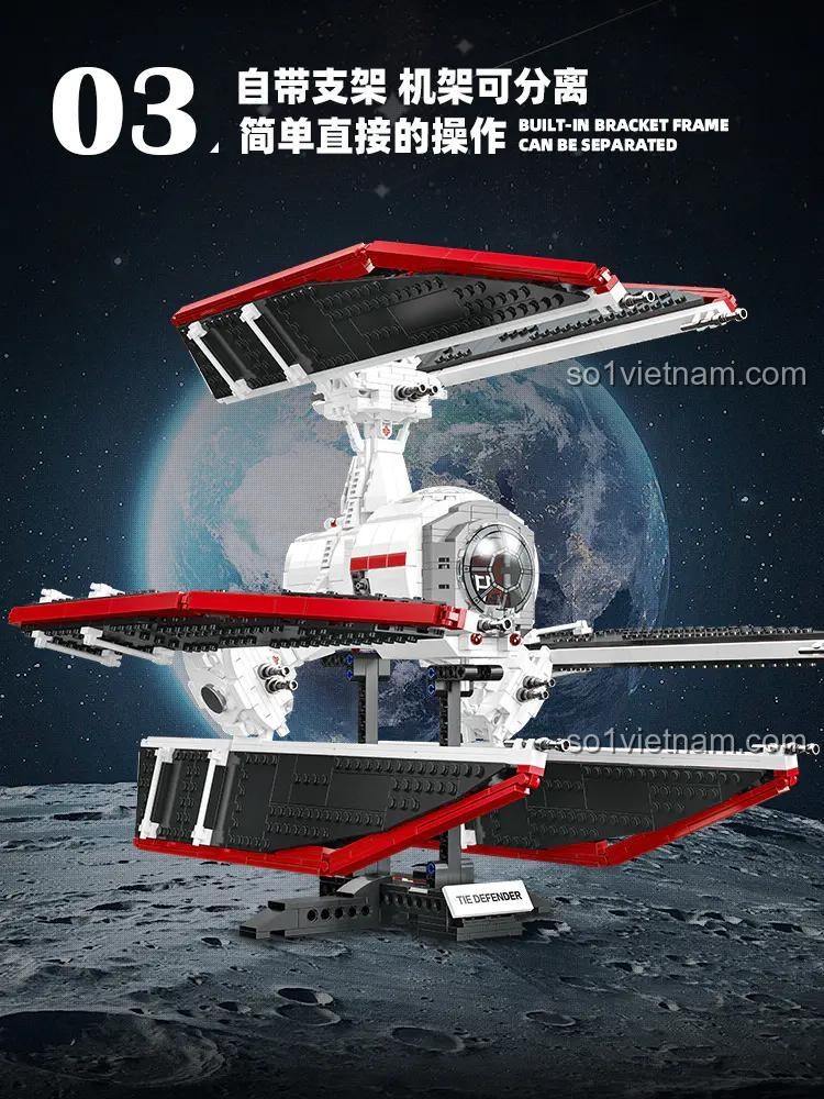 bộ xếp hình JIESTAR JJ9122 Chiến đấu cơ TIE Defender, mô hình có giá đỡ trưng bày, thiết kế tinh xảo, phù hợp bé trai 14 tuổi, giá hời