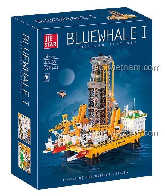 Hộp bộ lắp ghép JIESTAR JJ9135 Giàn Khoan Blue Whale I, đồ chơi mô hình kỹ thuật có đèn LED cho bé trai 8 tuổi.