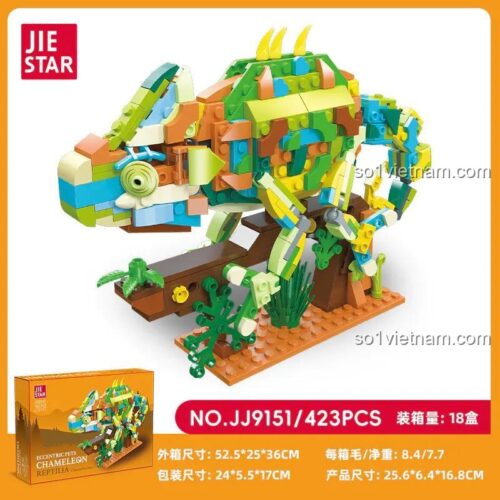 Hộp sản phẩm JIESTAR JJ9151 Bộ Lắp Ghép Tắc Kè Hoa 423 Mảnh, Đồ Chơi Giáo Dục Cho Bé