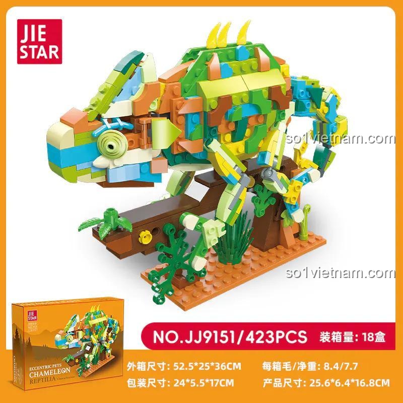 Hộp sản phẩm JIESTAR JJ9151 Bộ Lắp Ghép Tắc Kè Hoa 423 Mảnh, Đồ Chơi Giáo Dục Cho Bé