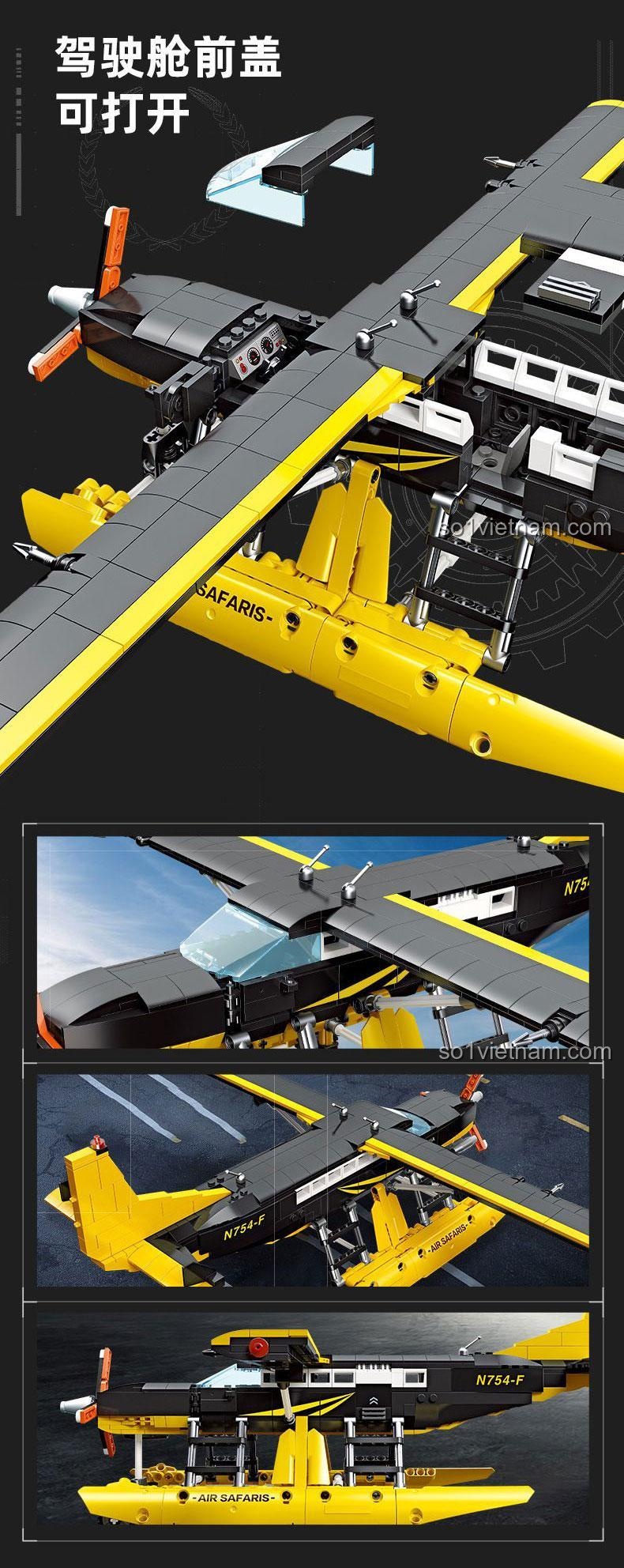 Các góc nhìn thực tế của bộ lắp ráp Máy bay hạng nhẹ Cessna 208, cho thấy sự tinh xảo và thiết kế chắc chắn của sản phẩm JIESTAR 9172.