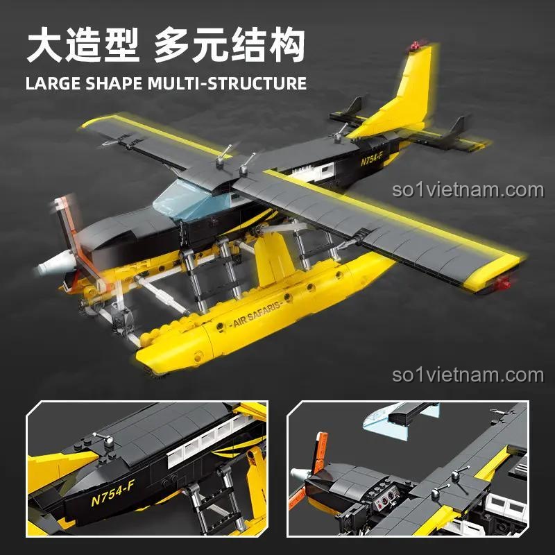 Chi tiết cấu trúc đa dạng của bộ lắp ráp JIESTAR JJ9172, mô tả các bộ phận như cánh, phao nổi và thân của Máy bay hạng nhẹ Cessna 208.