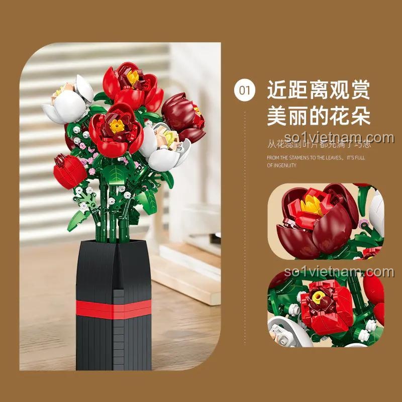 Chi tiết hoa hồng lắp ghép JIESTAR JJ9212
