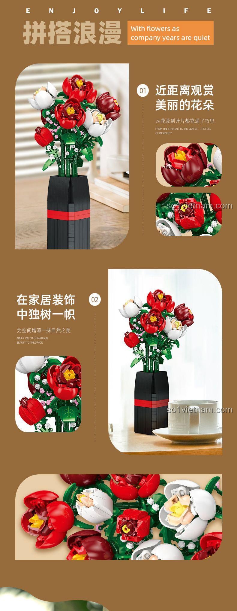 Mô tả chi tiết hoa lắp ghép JIESTAR JJ9212