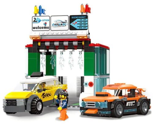 Bộ đồ chơi Trạm rửa xe toàn cầu JIESTAR 55010 với xe hơi và minifigure