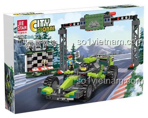 JIESTAR 55011 Bộ đồ chơi Xe đua F1 Trung tâm Trải nghiệm Đua xe Toàn cầu, Hộp sản phẩm, 436 mảnh, Độ tuổi 6+