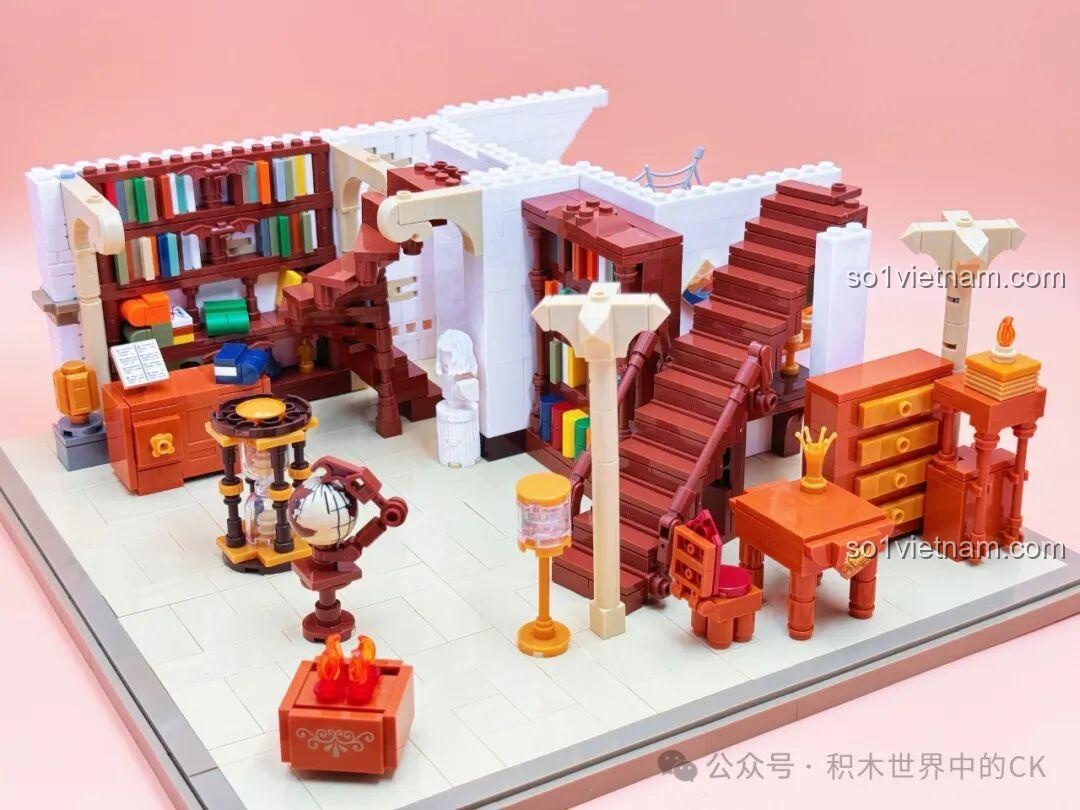 Mô hình lắp ghép JIESTAR 57015 Thư viện Châu Âu - đèn bàn