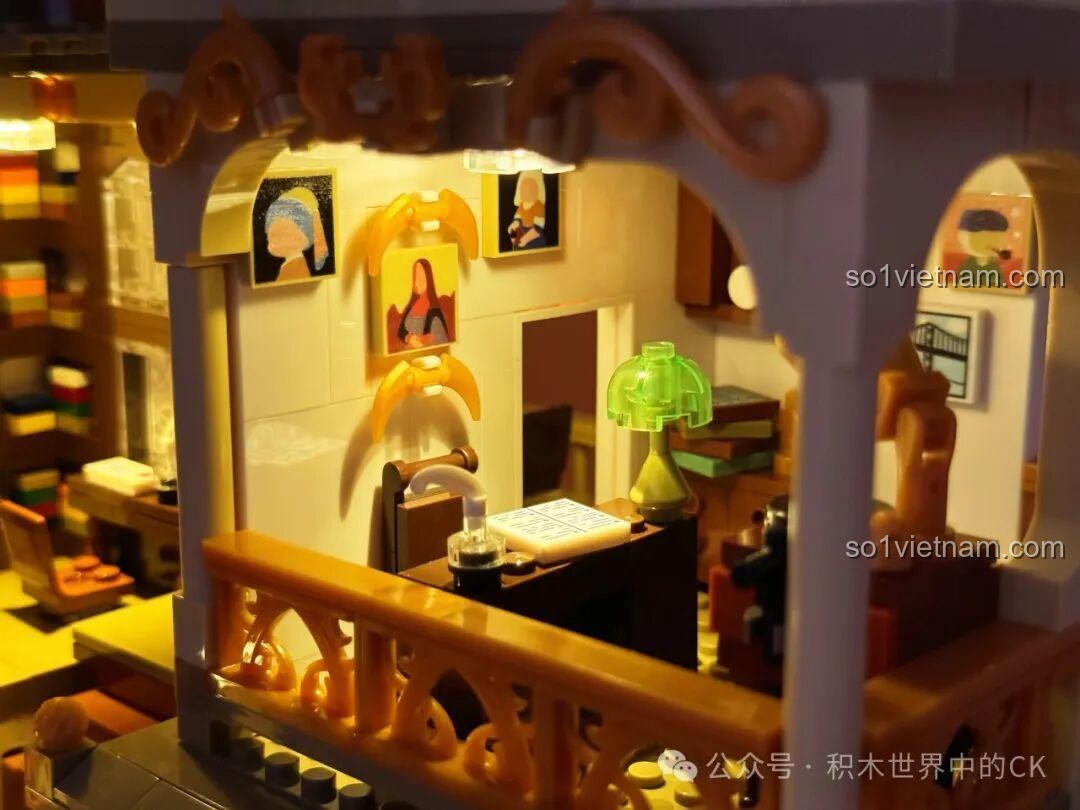 Mô hình lắp ghép JIESTAR 57015 Thư viện Châu Âu - với đèn LED trang trí ngoại thất