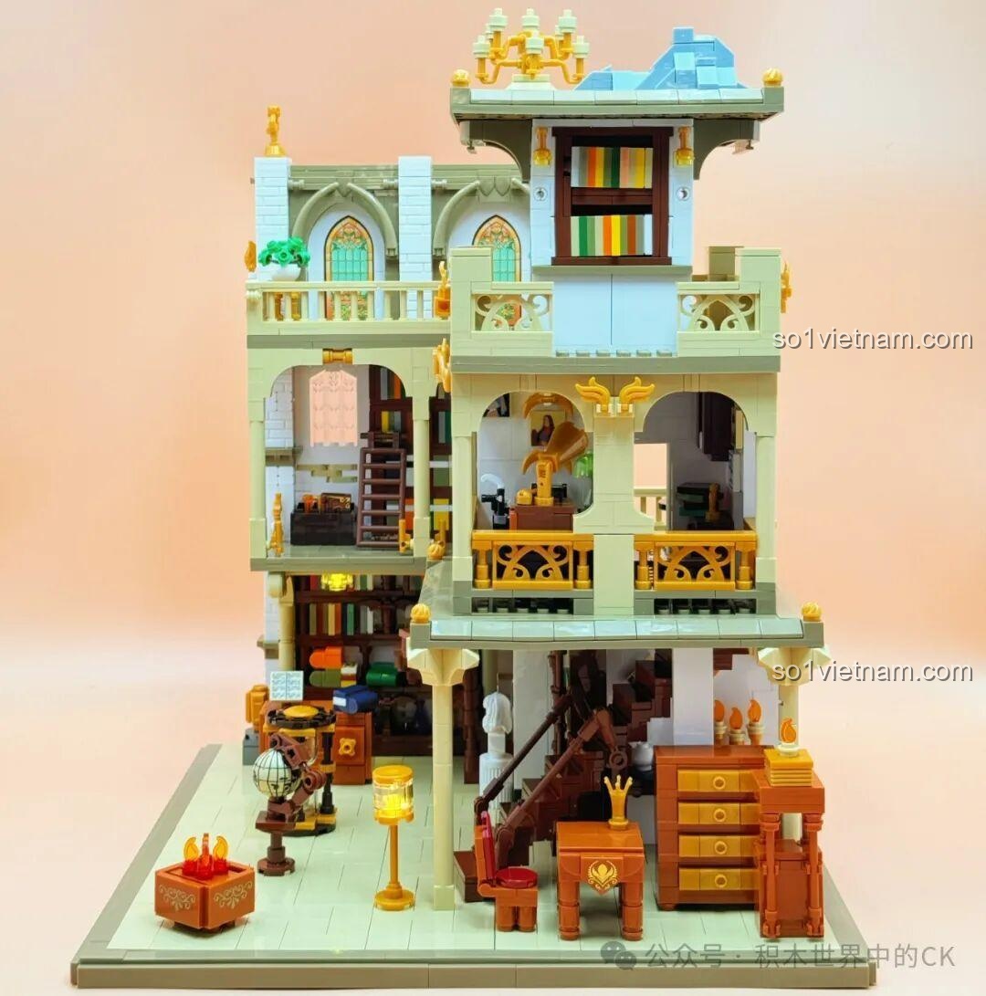 Mô hình lắp ghép JIESTAR 57015 Thư viện Châu Âu - với đèn LED