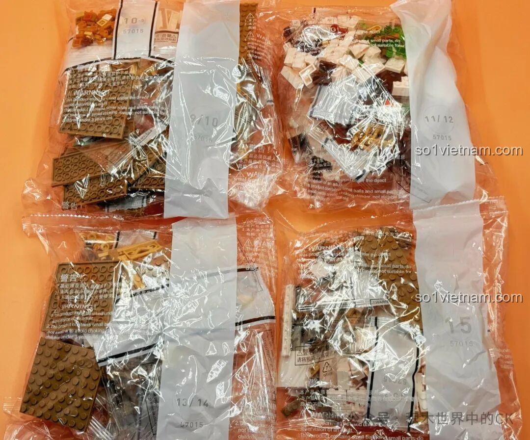 Các túi chi tiết lắp ráp JIESTAR 57015 Thư viện Châu Âu, được đánh số 3/4.