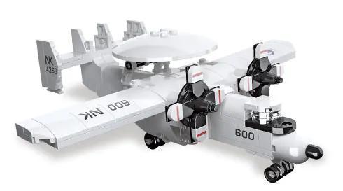 JIESTAR 58055 Máy bay cảnh báo sớm Eagle Eye, mô hình máy bay quân sự, đồ chơi xây dựng cho bé trai 6 tuổi, chi tiết cao, màu trắng xám