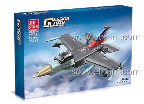 Hộp bộ đồ chơi JIESTAR 58057 Máy bay chiến đấu F-16 Fighting Falcon, đồ chơi giáo dục STEM cho bé trai 6 tuổi, 197 chi tiết, giá tốt