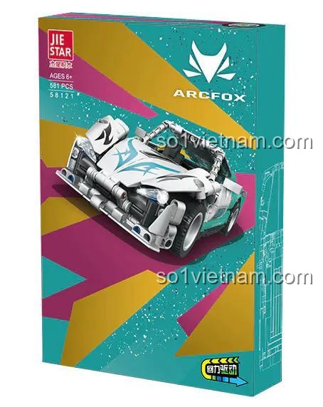 Hộp sản phẩm bộ lắp ghép xe Arcfox Hồi Lại JIESTAR 58121, đồ chơi mô hình xe thể thao tốc độ cao cho bé trai 6 tuổi