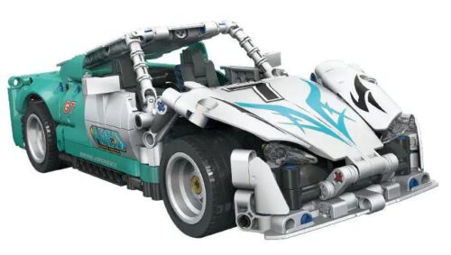 Mô hình xe Arcfox Hồi Lại JIESTAR 58121 màu trắng xanh lá, đồ chơi lắp ghép xe thể thao tốc độ cao cho bé trai 6 tuổi