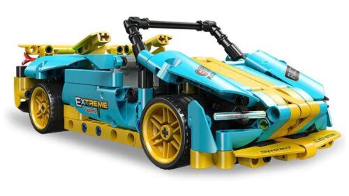 Mô hình xe McLaren 750S màu xanh dương và vàng, bộ lắp ghép Technic JIESTAR 58135, đồ chơi xe đua cho bé trai 6 tuổi, có động cơ kéo lùi và cửa mở được