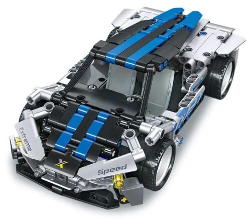 Mô hình xe đua Othello màu đen trắng xanh dương, có chức năng hồi lại, 336 chi tiết, JIESTAR 58136