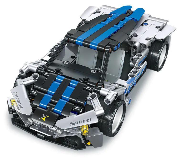 Mô hình xe đua Othello màu đen trắng xanh dương, có chức năng hồi lại, 336 chi tiết, JIESTAR 58136