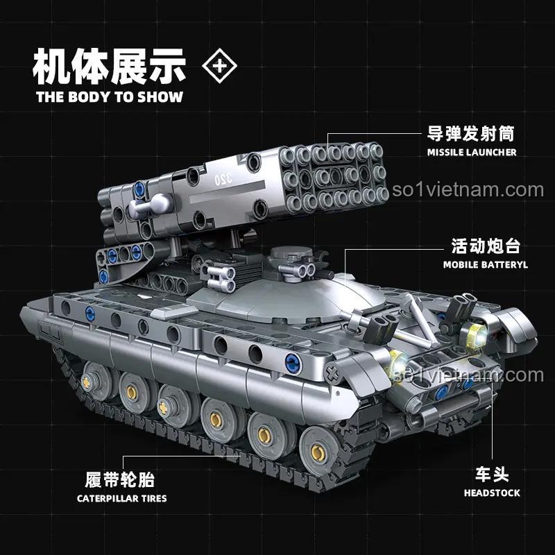 Thân xe và ống phóng tên lửa của mô hình TOS-1A JIESTAR 58142, bộ lắp ghép quân sự, đồ chơi xây dựng cho bé trai 6 tuổi, giá tốt