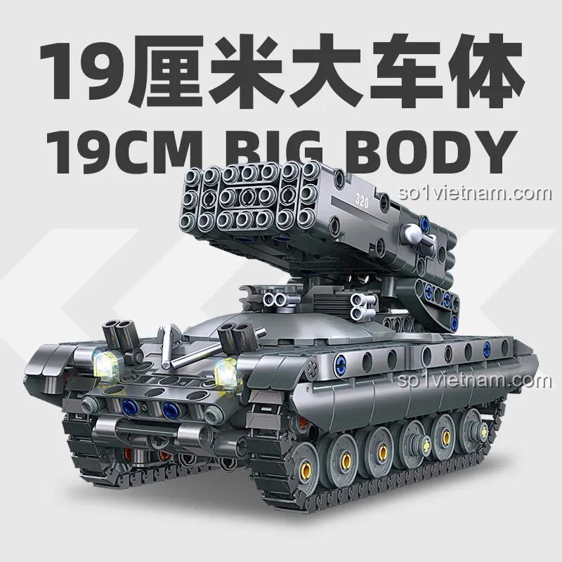 Kích thước mô hình xe tên lửa phóng loạt TOS-1A JIESTAR 58142, bộ lắp ghép quân sự, dài 19.5cm, đồ chơi cho bé trai 6 tuổi, giá tốt