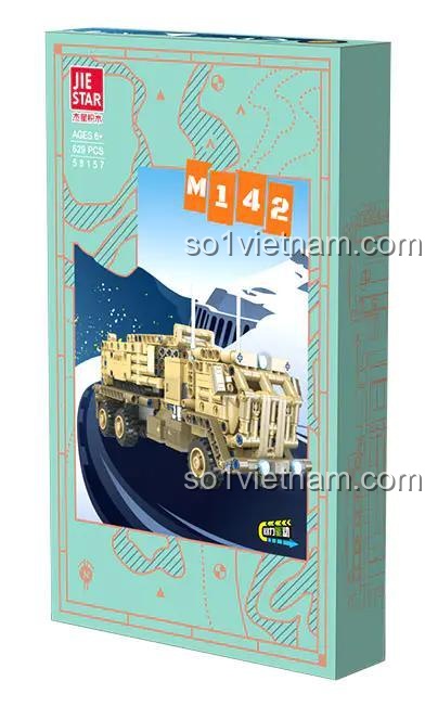 Hộp đựng bộ lắp ghép Xe Tên Lửa Tự Hành M142 JIESTAR 58157, đồ chơi xây dựng cho bé trai 6 tuổi