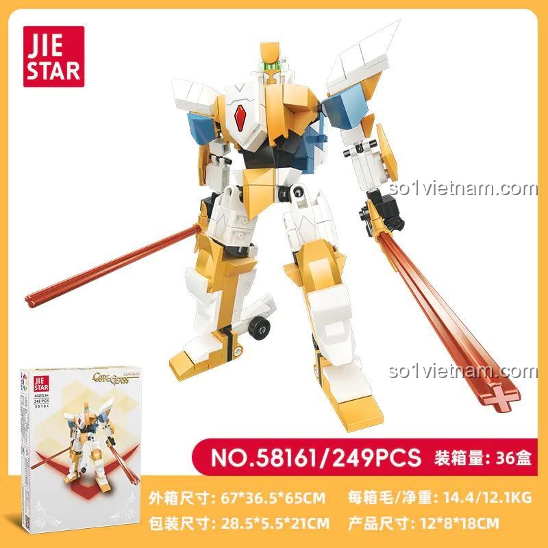 Hộp sản phẩm Robot Lancelot JIESTAR 58161 và mô hình robot lắp ráp