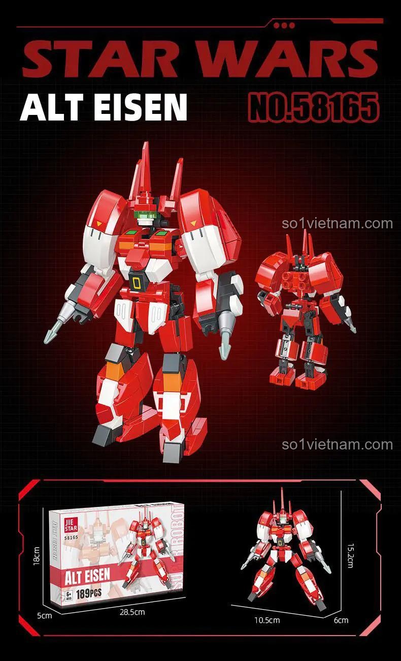 Hộp sản phẩm JIESTAR Alt Eisen 58165, robot biến hình, 189 mảnh, 6+ tuổi, đồ chơi lắp ghép cho bé trai