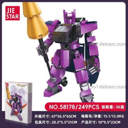 Hộp đựng JIESTAR 58178 Gundam Gloucester Robot Chiến Binh Tím Đen Vàng Trắng Lắp Ráp 249 Mảnh Cho Bé Trai 6 Tuổi