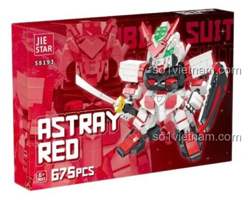 Hộp đựng bộ lắp ghép Gundam Astray Red JIESTAR 58193, đồ chơi mô hình robot, 675 mảnh ghép, kích thước hộp 42.5x6.5x28.5 cm