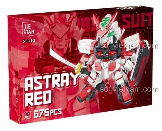 Hộp đựng bộ lắp ghép Gundam Astray Red JIESTAR 58193, đồ chơi mô hình robot, 675 mảnh ghép, kích thước hộp 42.5x6.5x28.5 cm