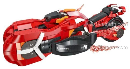 Xe máy tốc độ cao JIESTAR 58217 màu đỏ, bộ lắp ráp 1522 mảnh, đồ chơi giáo dục cho bé trai 8 tuổi