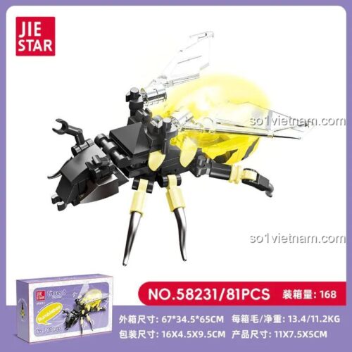 Hộp sản phẩm bộ lắp ghép Ong Bắp Cày JIESTAR 58231, đồ chơi mô hình côn trùng 81 chi tiết, bộ xếp hình JIESTAR 58231