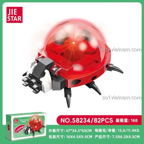 Hộp sản phẩm bộ lắp ghép mô hình bọ rùa JIESTAR 58234, 82 chi tiết, cho bé 6 tuổi