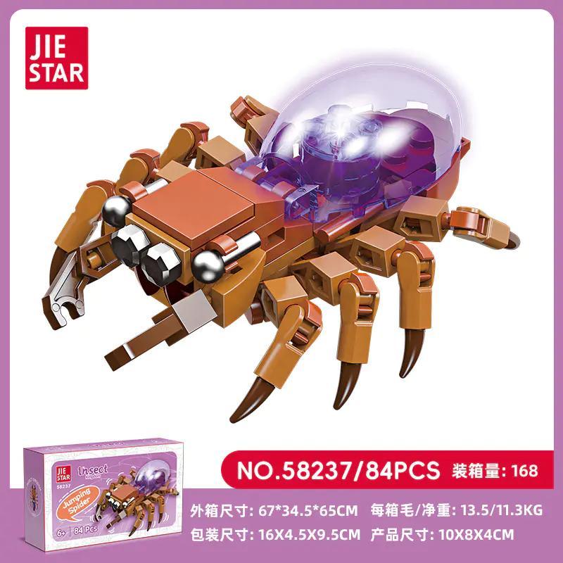 Bộ lắp ghép Nhện Nhảy JIESTAR 58237 84 Mảnh, đồ chơi mô hình côn trùng chi tiết cho bé 6 tuổi