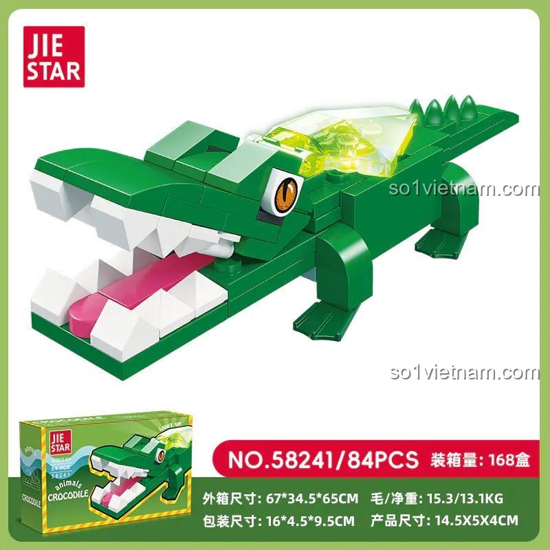 Hộp sản phẩm Bộ Lắp Ghép Mô Hình Cá Sấu Hoang Dã JIESTAR 58241 - 84 mảnh ghép, đồ chơi sáng tạo cho bé