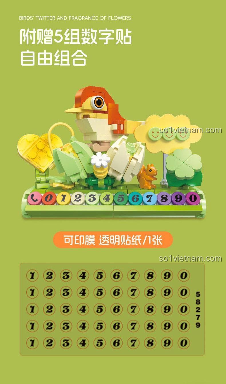 Bộ lắp ghép JIESTAR 58279 Biển số xe tạm thời hình chim, đồ chơi lắp ghép sáng tạo, 199 mảnh, tặng kèm sticker tùy chỉnh số, cho bé 6 tuổi.