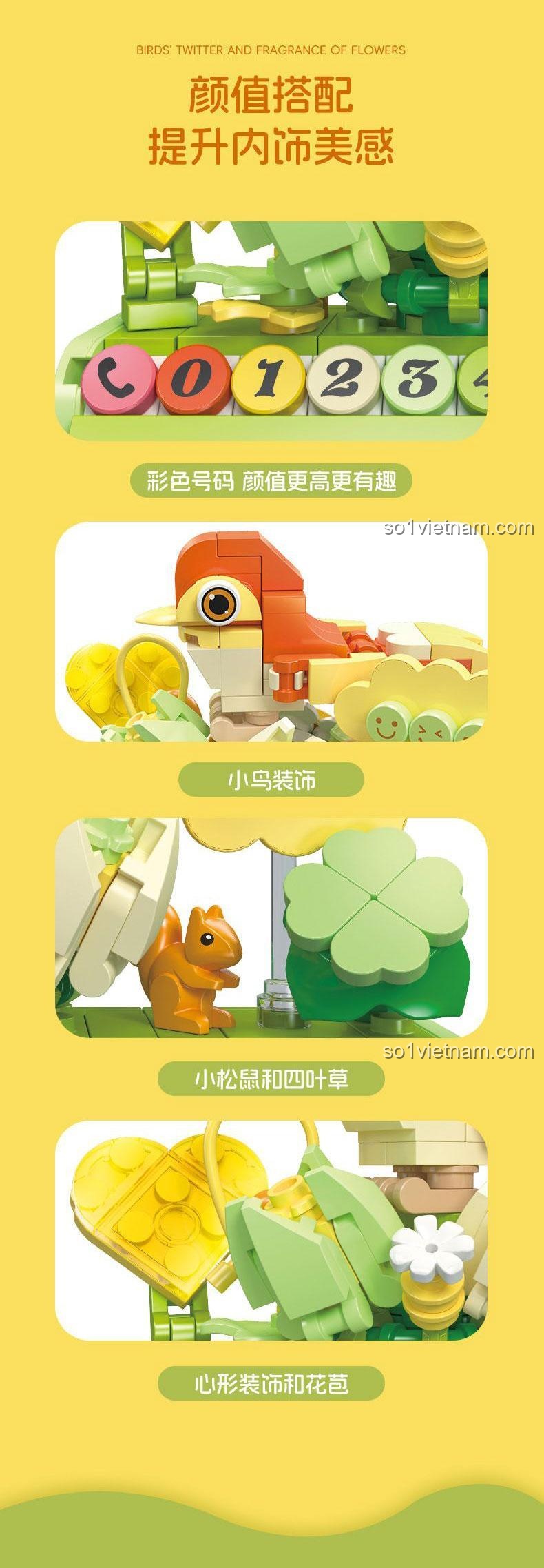 Chi tiết lắp ráp bộ lắp ghép JIESTAR 58279 Biển số xe tạm thời hình chim, đồ chơi lắp ghép sáng tạo, 199 mảnh, cho bé 6 tuổi.