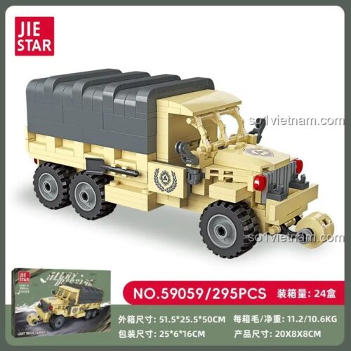 Hộp sản phẩm JIESTAR 59059 Xe Chở Quân Nhẹ 295 Mảnh Ghép