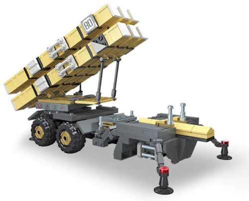 Xe Tên Lửa Phòng Thủ Chiến Trường JIESTAR 59063, bộ đồ chơi quân sự cho bé trai 6 tuổi, 494 mảnh ghép, kích thước mô hình 26x14x14cm, hộp 31x20.5x6.5cm, chất liệu nhựa ABS cao cấp, màu vàng xám đen, tính năng bắn đạn nhựa, bệ phóng điều chỉnh góc độ, kỹ năng phối hợp tay mắt, tư duy logic, giá tốt