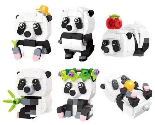 JIESTAR 59094 Bộ Lắp Ghép 6 Chú Gấu Trúc Đáng Yêu - 6 mẫu gấu trúc đáng yêu